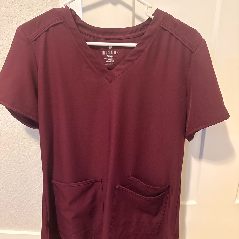Med Couture Women's Short Sleeve Top in Deep Burgundy